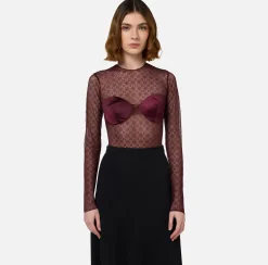 Body in tulle jacquard con coppe