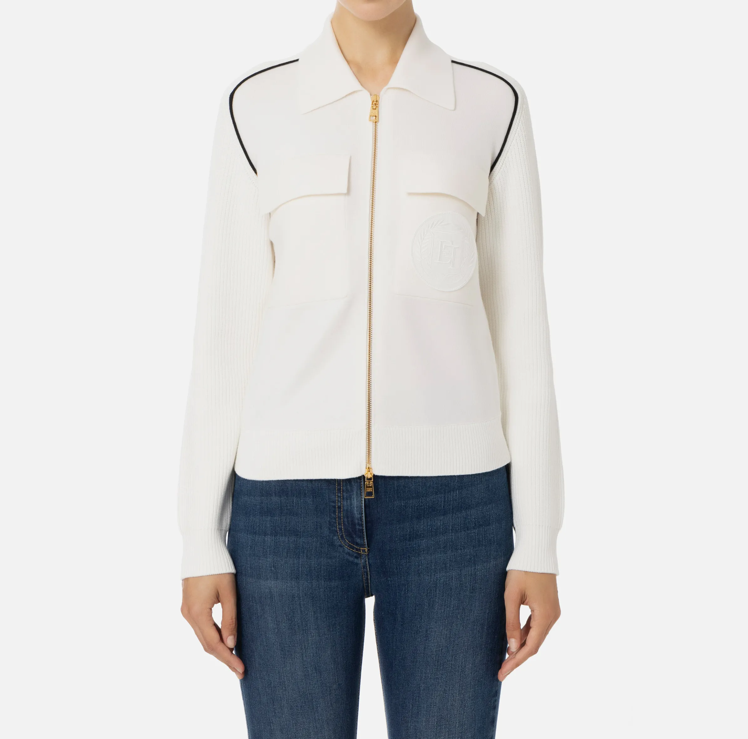 Bomber in viscosa con patch logo