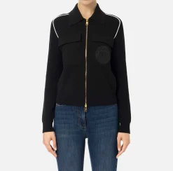 Bomber in viscosa con patch logo