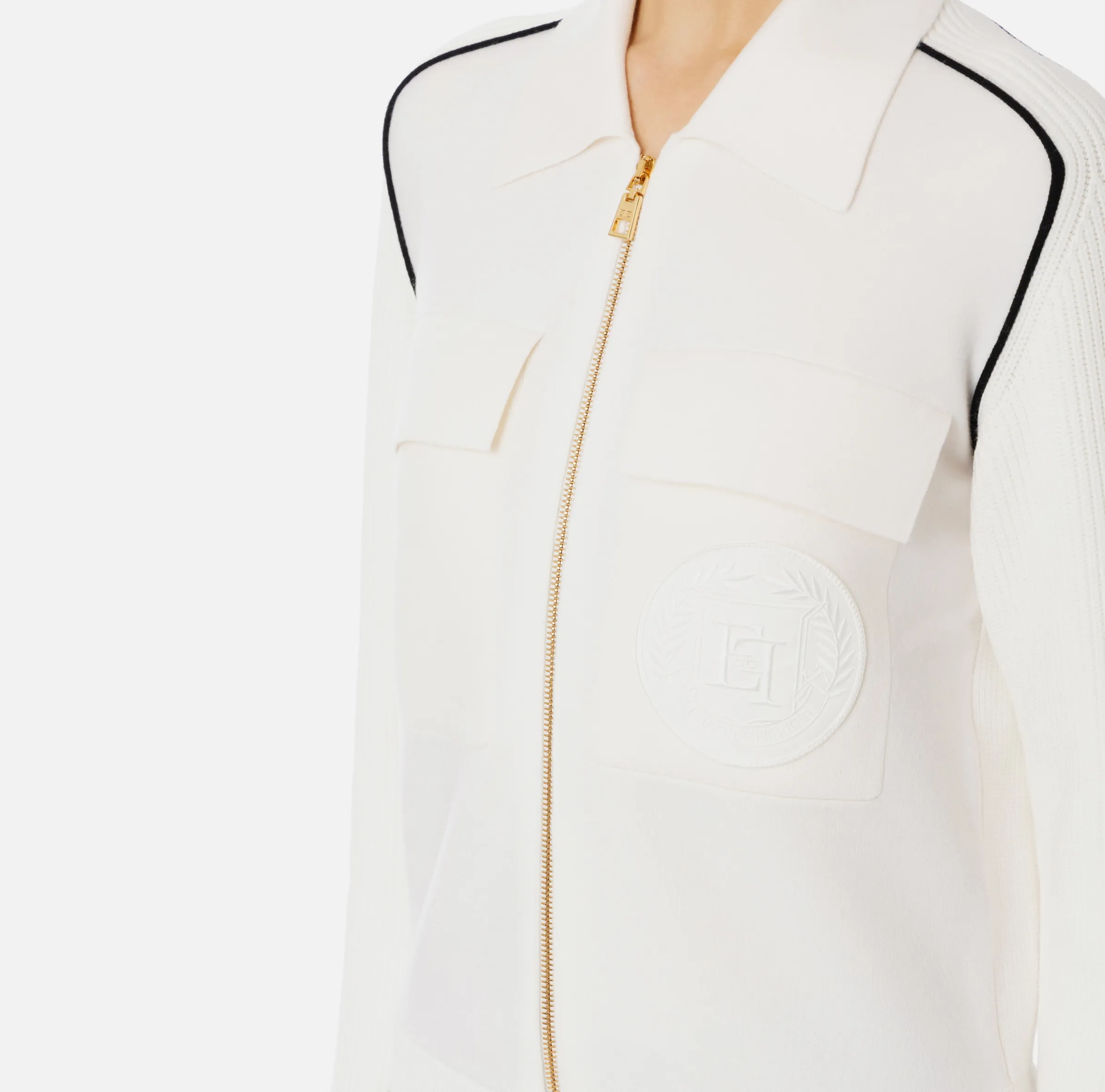 Bomber in viscosa con patch logo