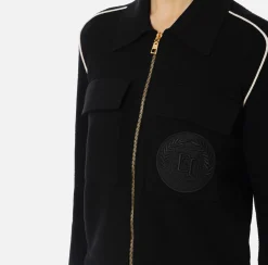 Bomber in viscosa con patch logo