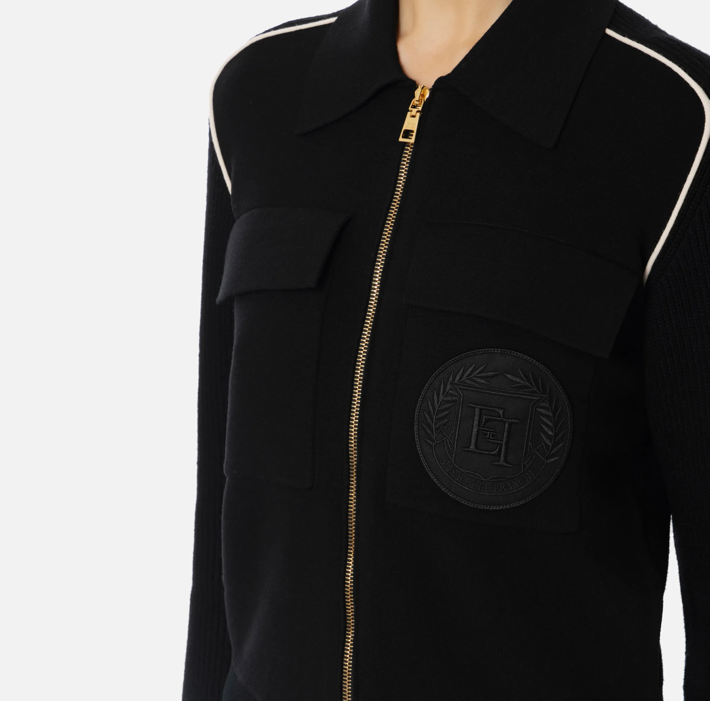 Bomber in viscosa con patch logo