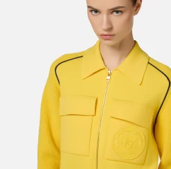 Bomber in viscosa con patch logo