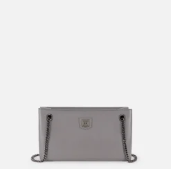 Borsa a tracolla con scudetto in metallo silver