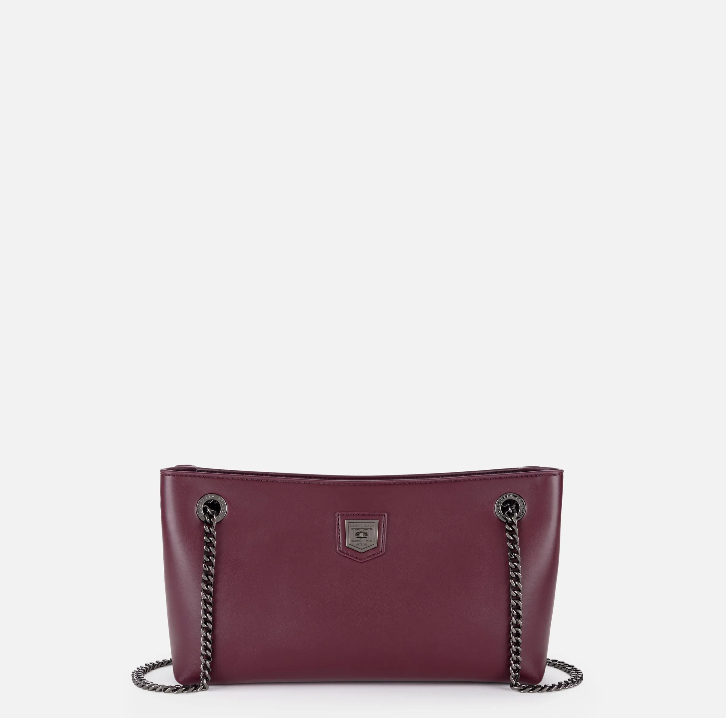 Borsa a tracolla con scudetto in metallo silver