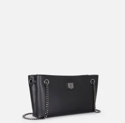 Borsa a tracolla con scudetto in metallo silver