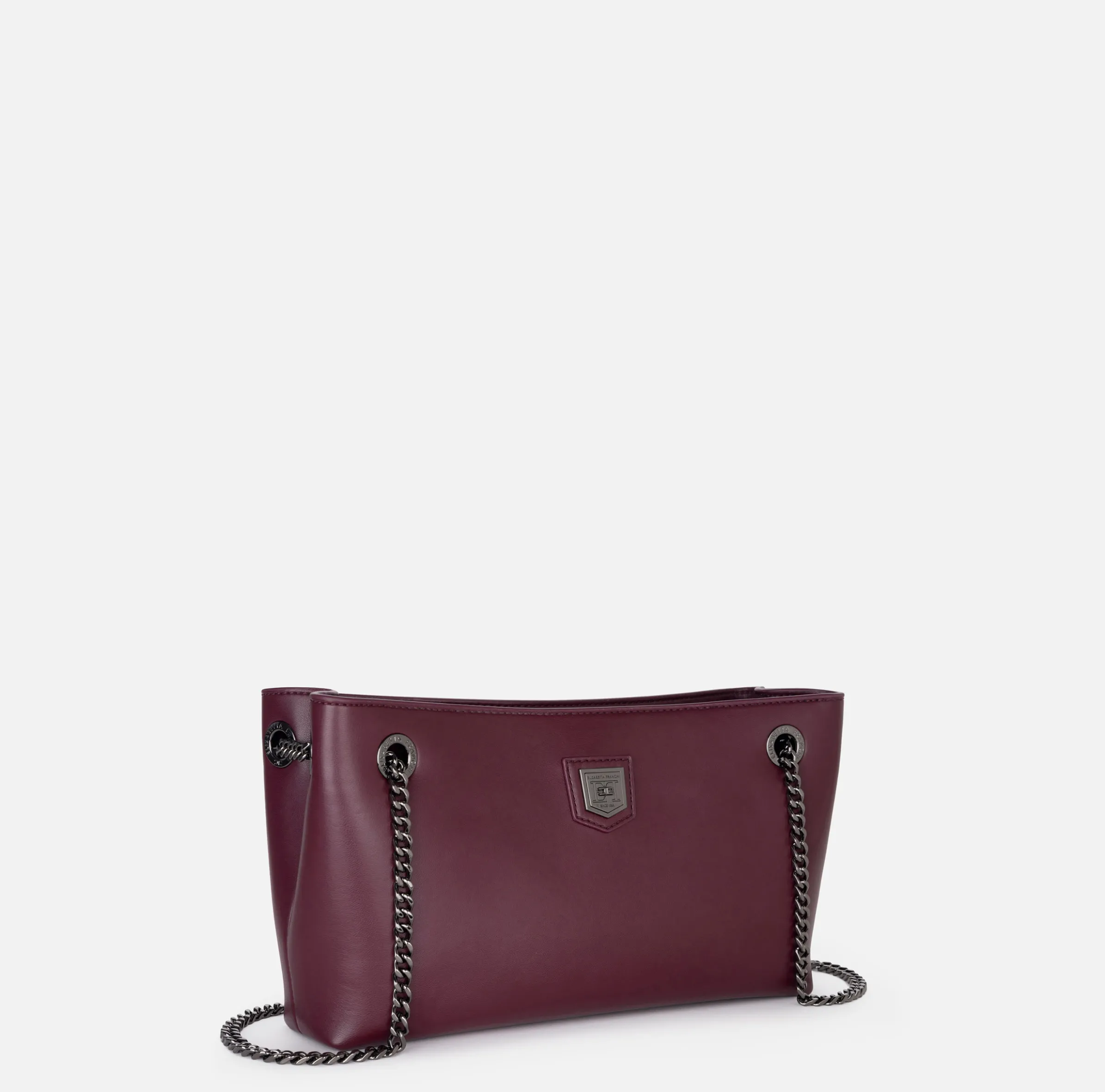 Borsa a tracolla con scudetto in metallo silver