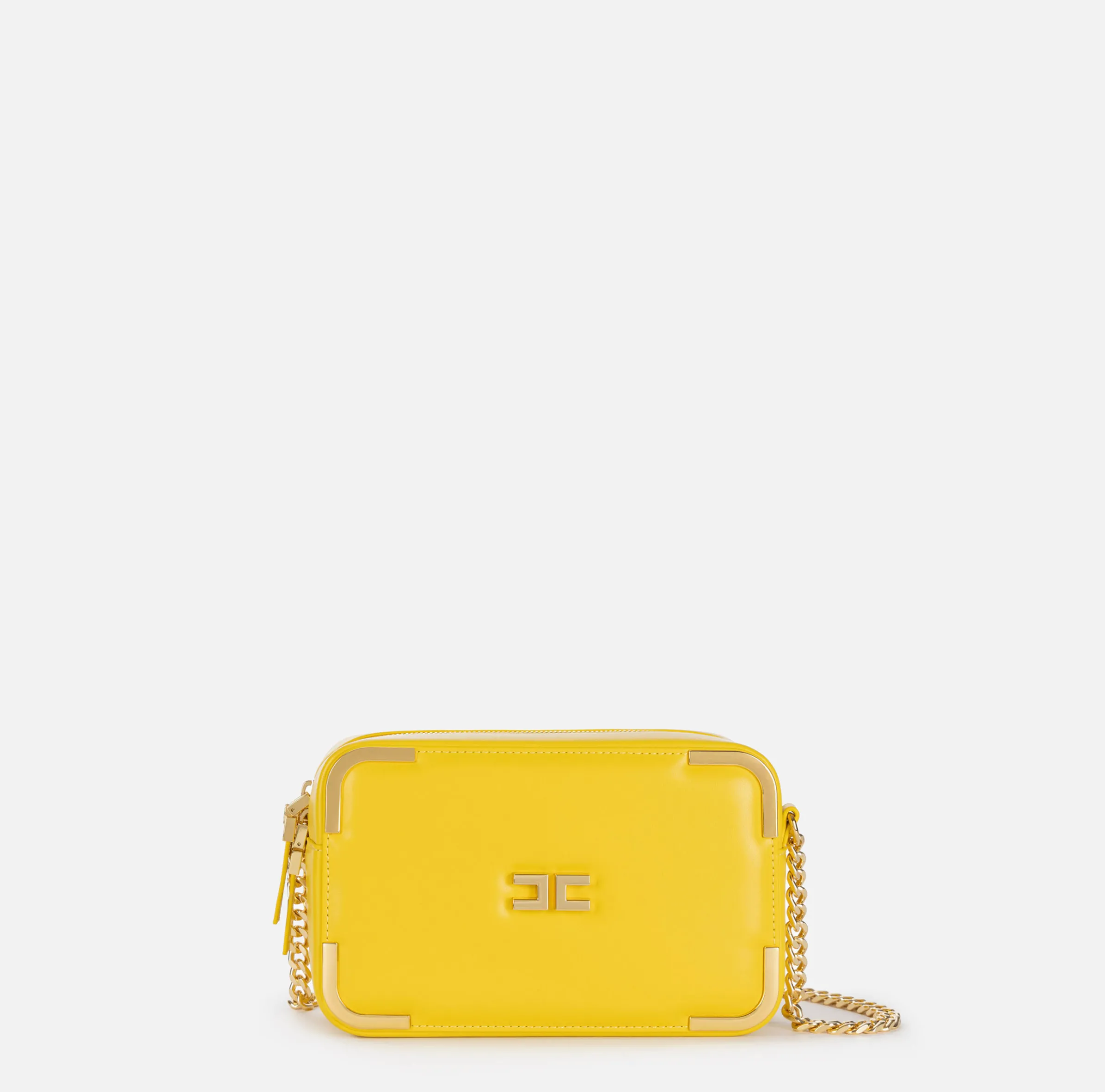 Borsa a tracolla in materiale effetto pelle con angoli in metallo