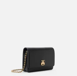 Borsa a tracolla in materiale sintetico con placca logo