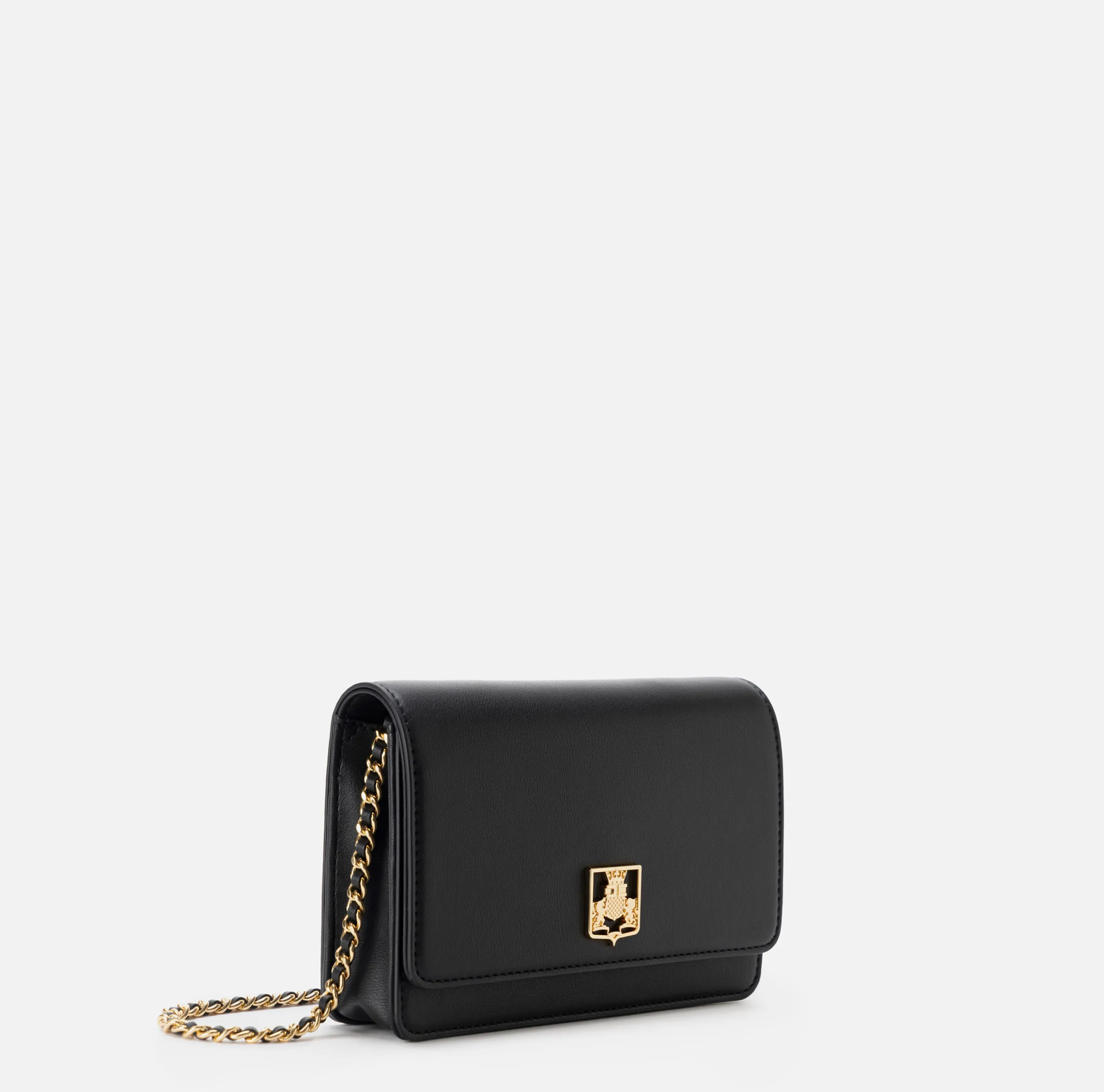 Borsa a tracolla in materiale sintetico con placca logo