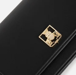 Borsa a tracolla in materiale sintetico con placca logo
