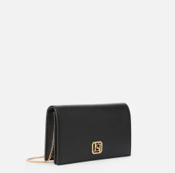 Borsa a tracolla in nappa con placca logo