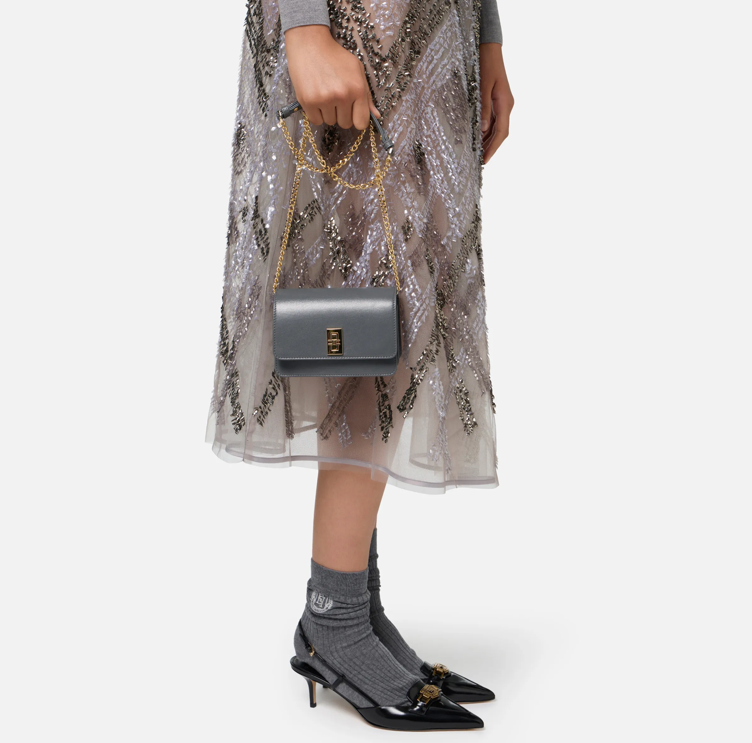 Borsa a tracolla in nappa con soffietto