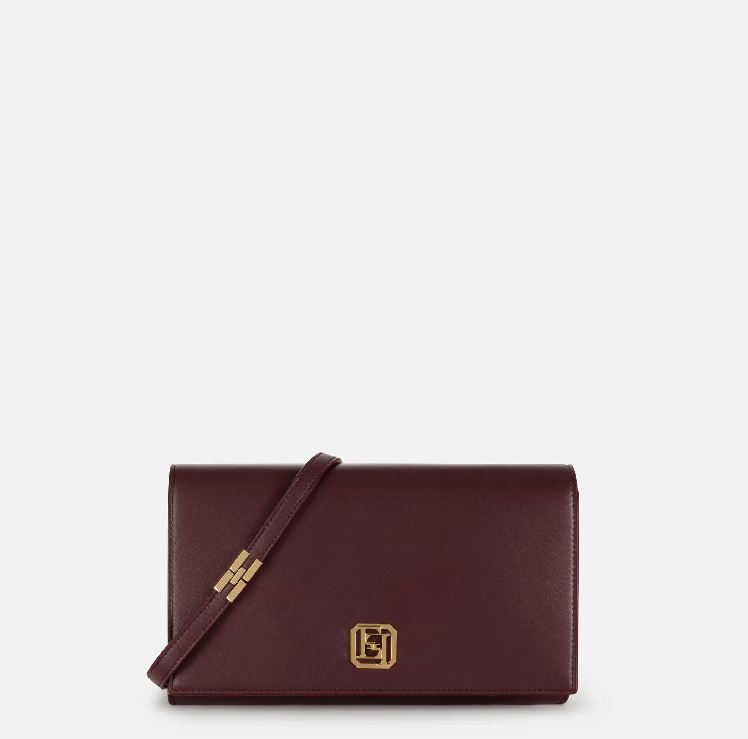 Borsa baguette in nappa con placca logo