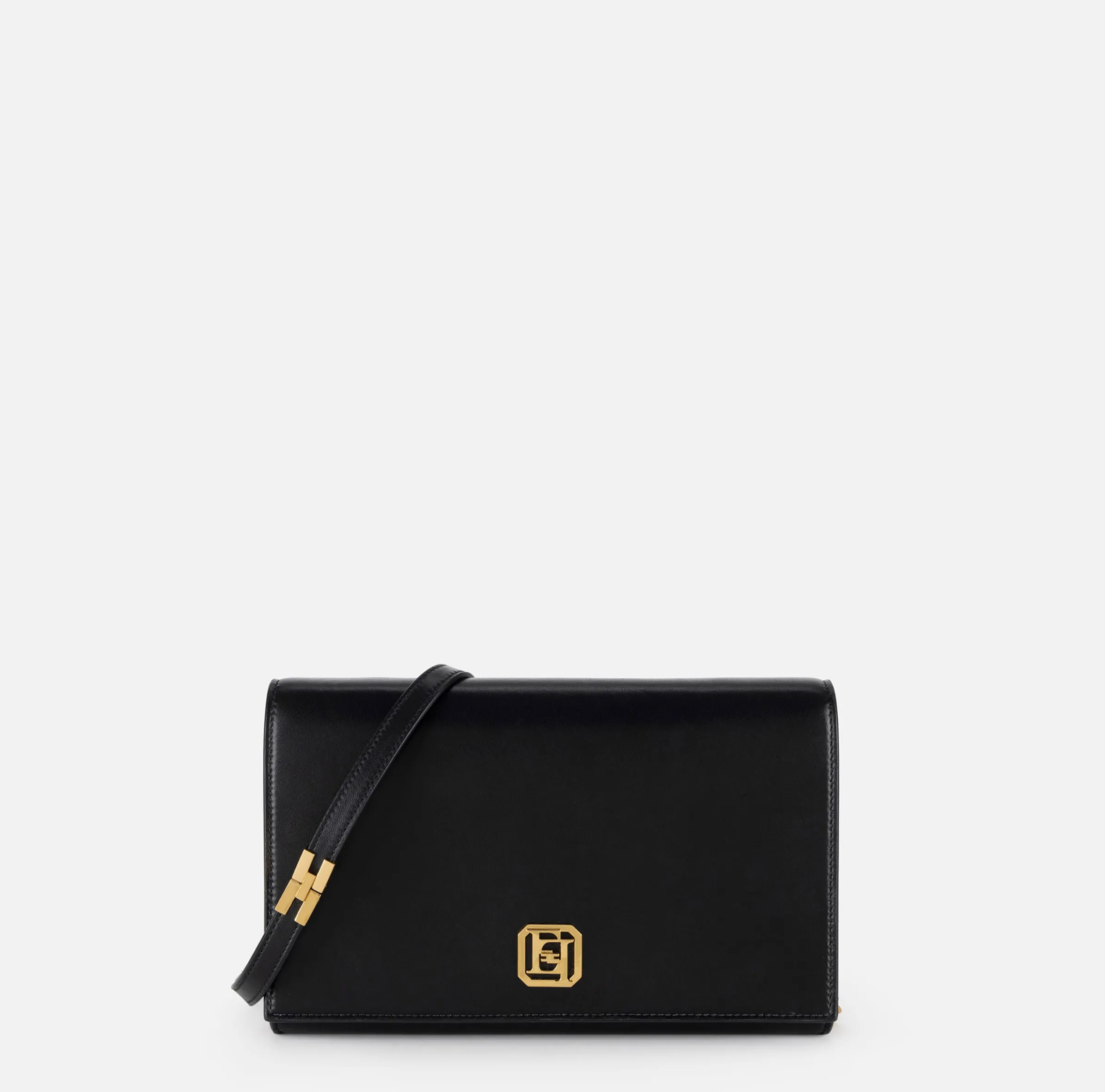 Borsa baguette in nappa con placca logo