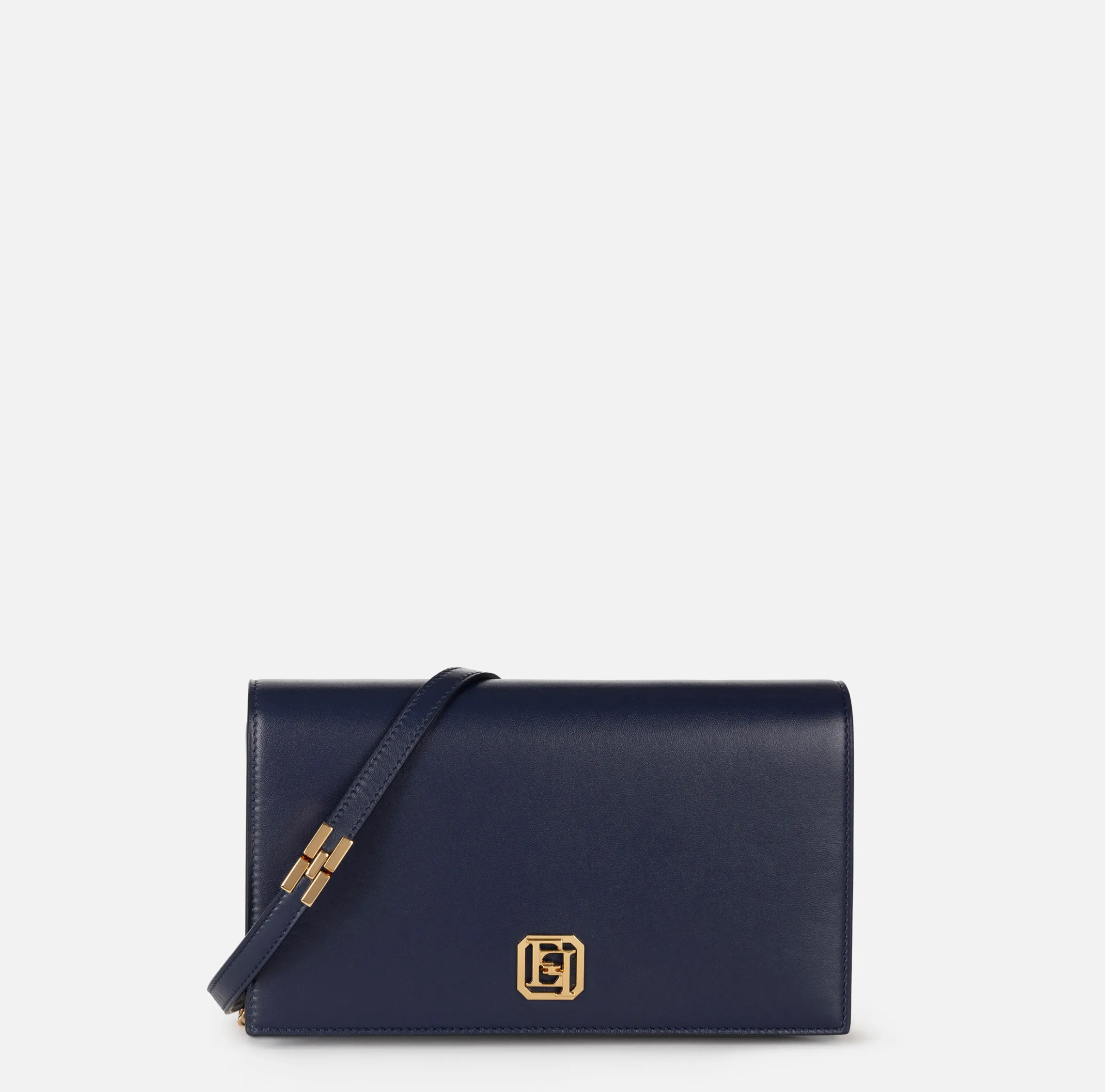 Borsa baguette in nappa con placca logo
