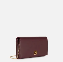Borsa baguette in nappa con placca logo