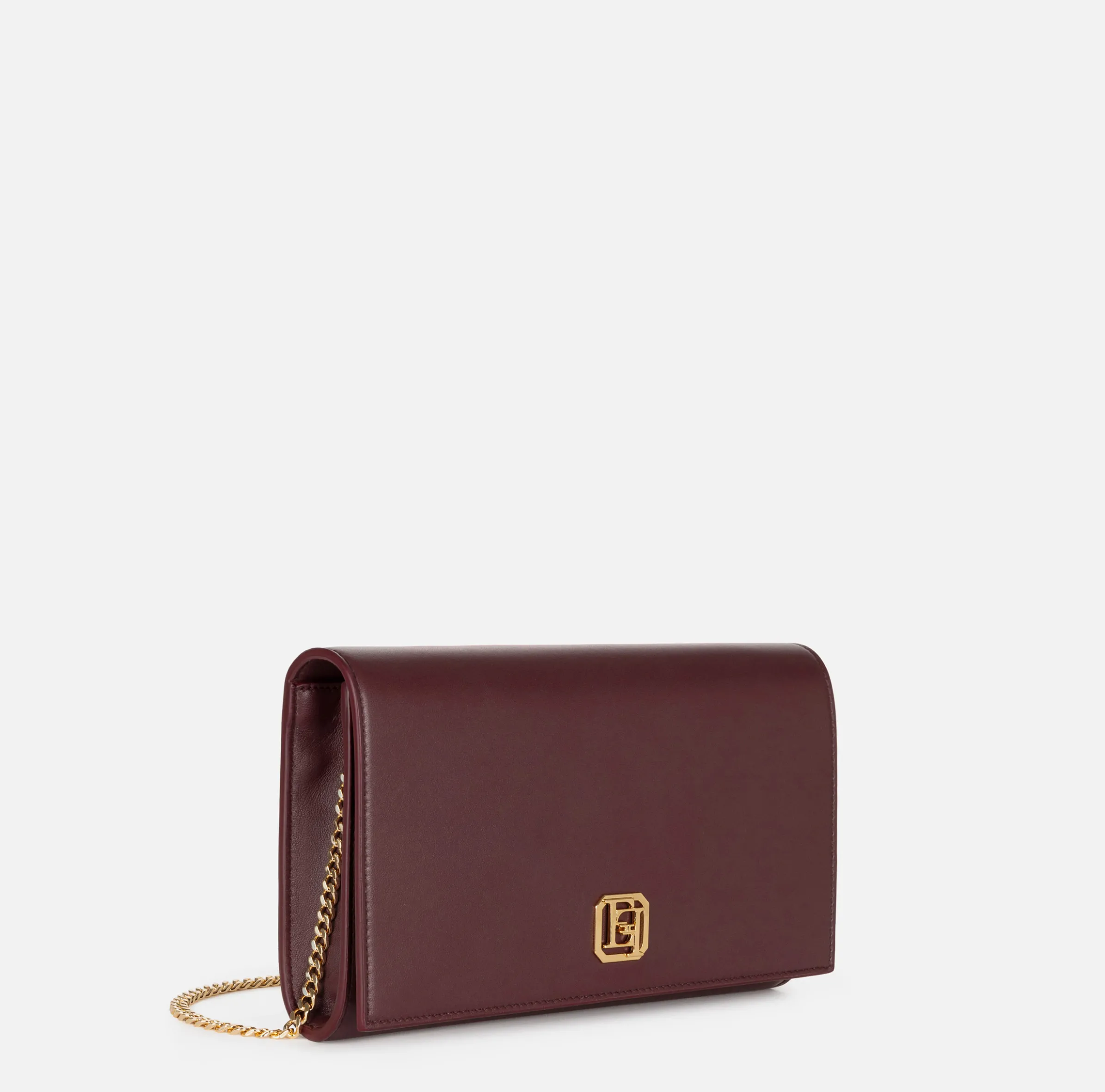 Borsa baguette in nappa con placca logo