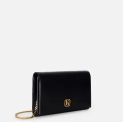 Borsa baguette in nappa con placca logo
