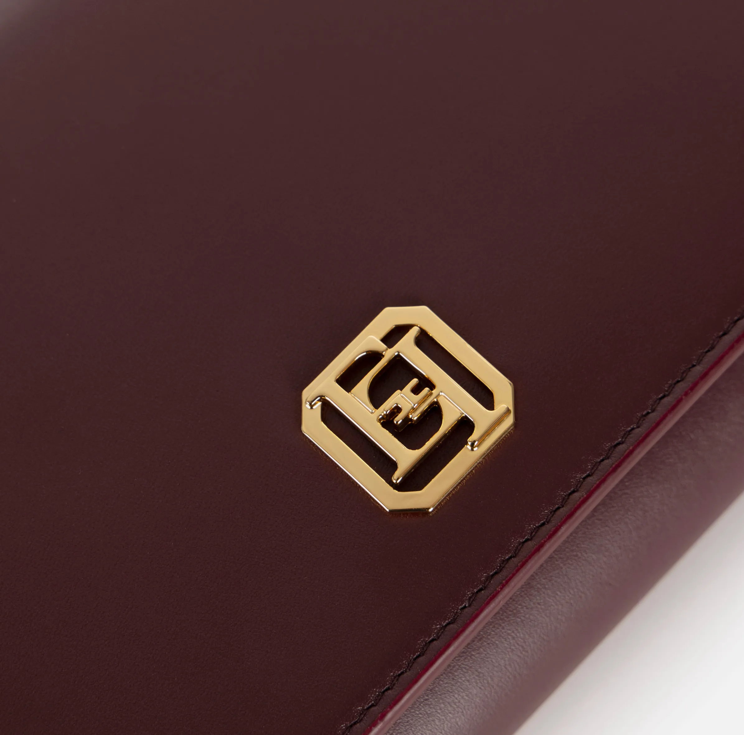 Borsa baguette in nappa con placca logo