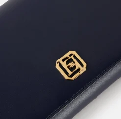 Borsa baguette in nappa con placca logo