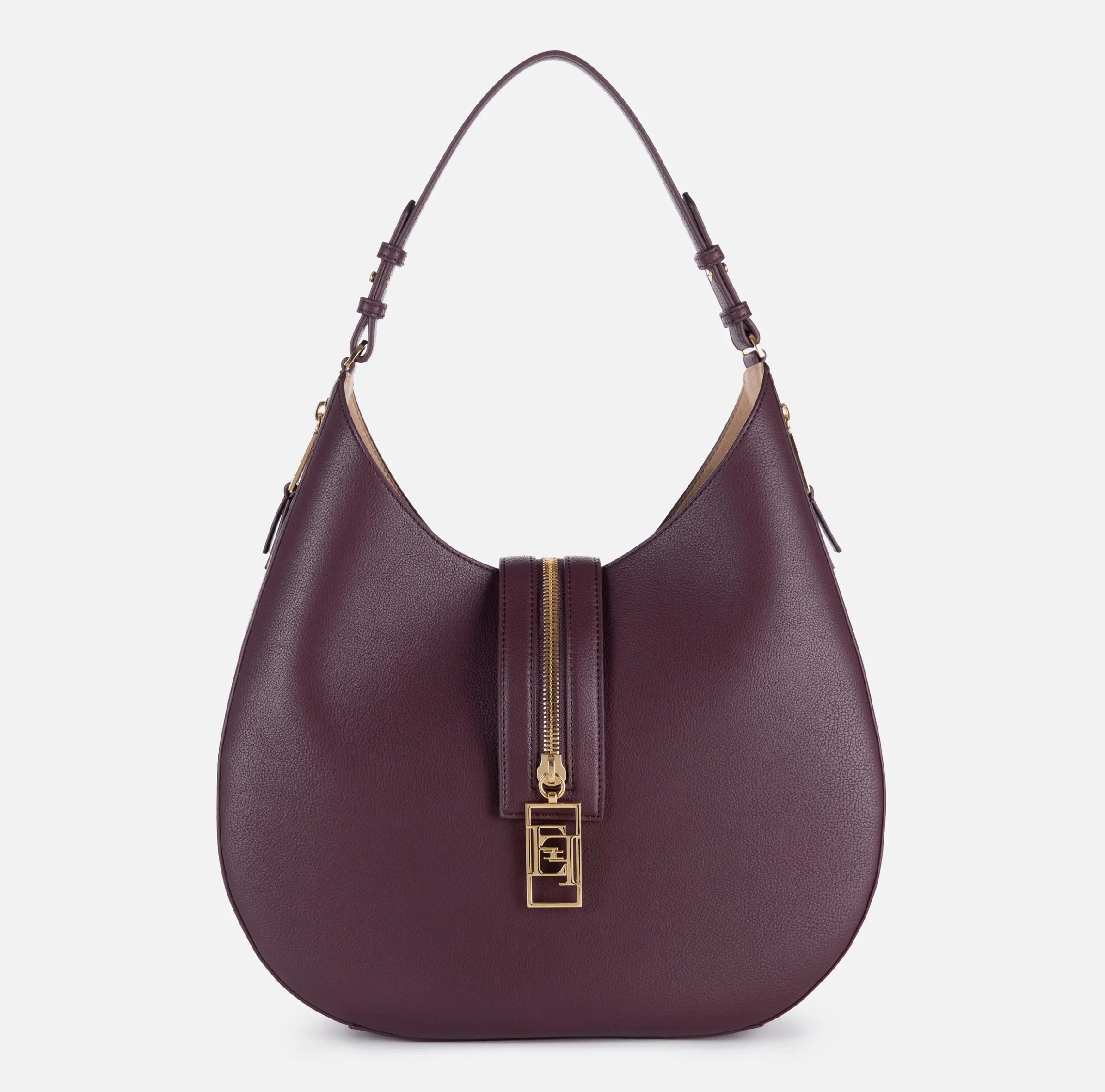 Borsa hobo grande in materiale effetto pelle con zip