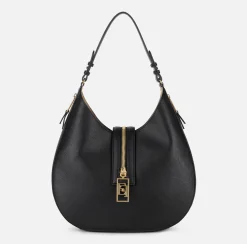 Borsa hobo grande in materiale effetto pelle con zip