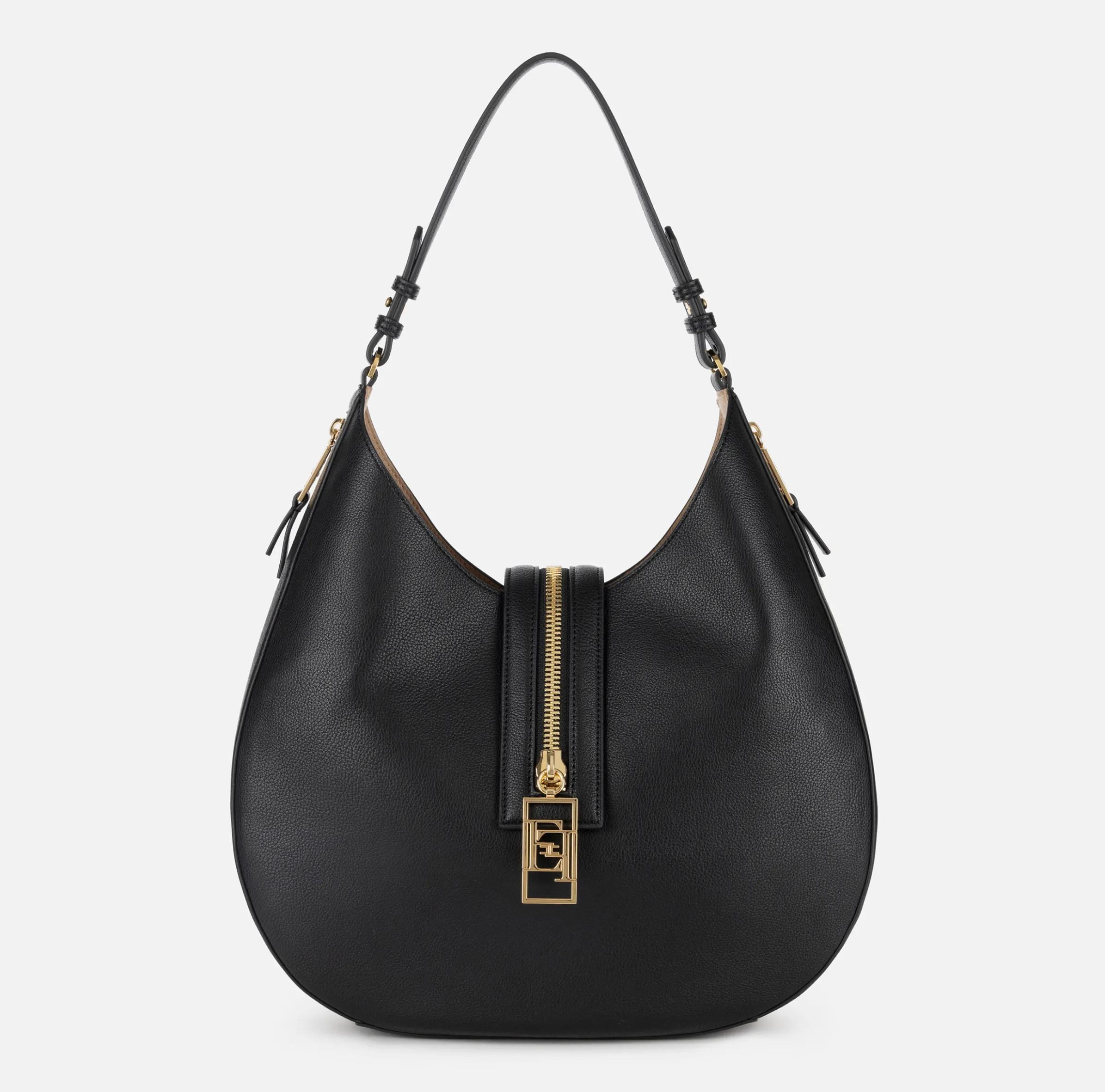 Borsa hobo grande in materiale effetto pelle con zip