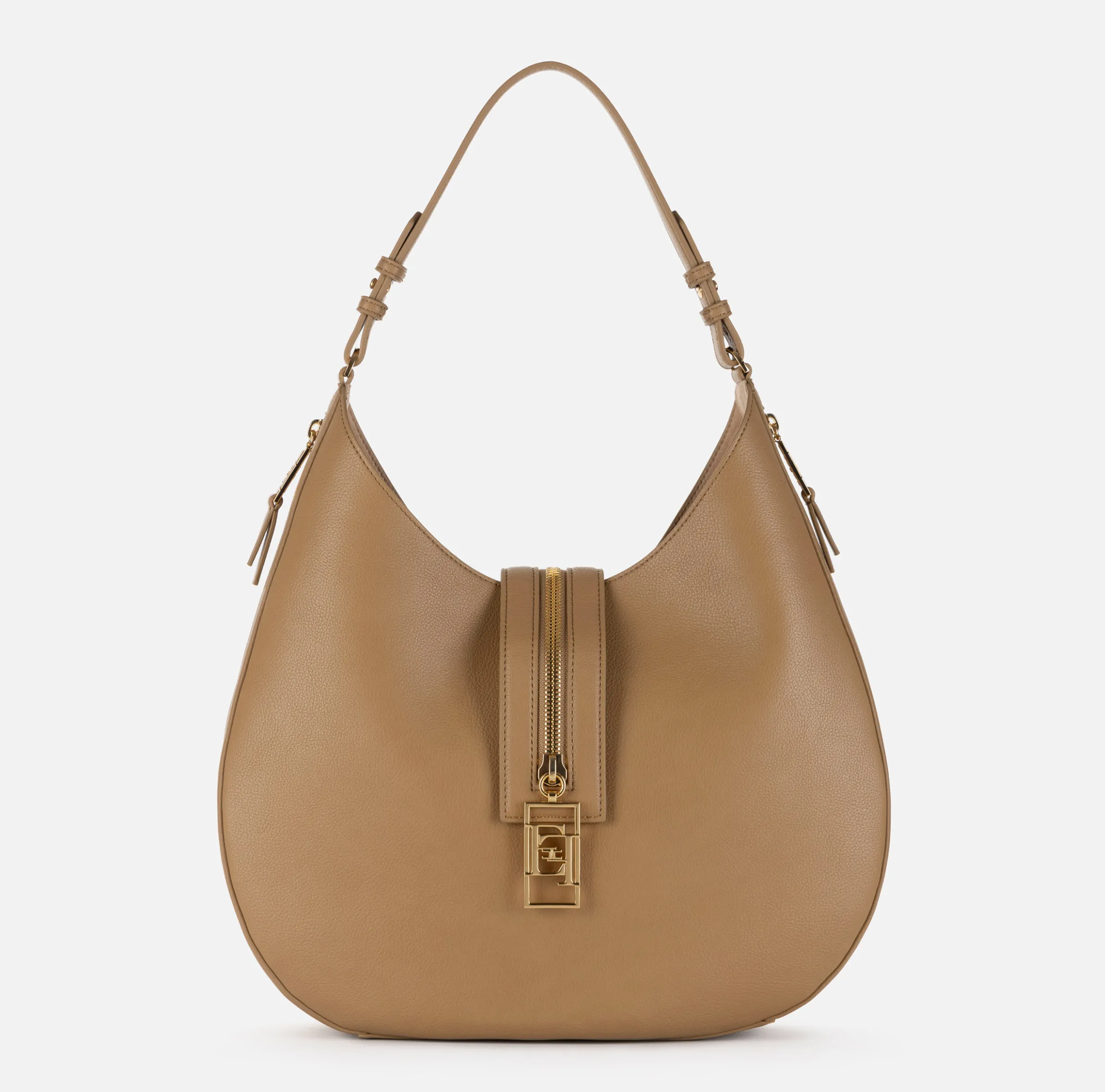 Borsa hobo grande in materiale effetto pelle con zip