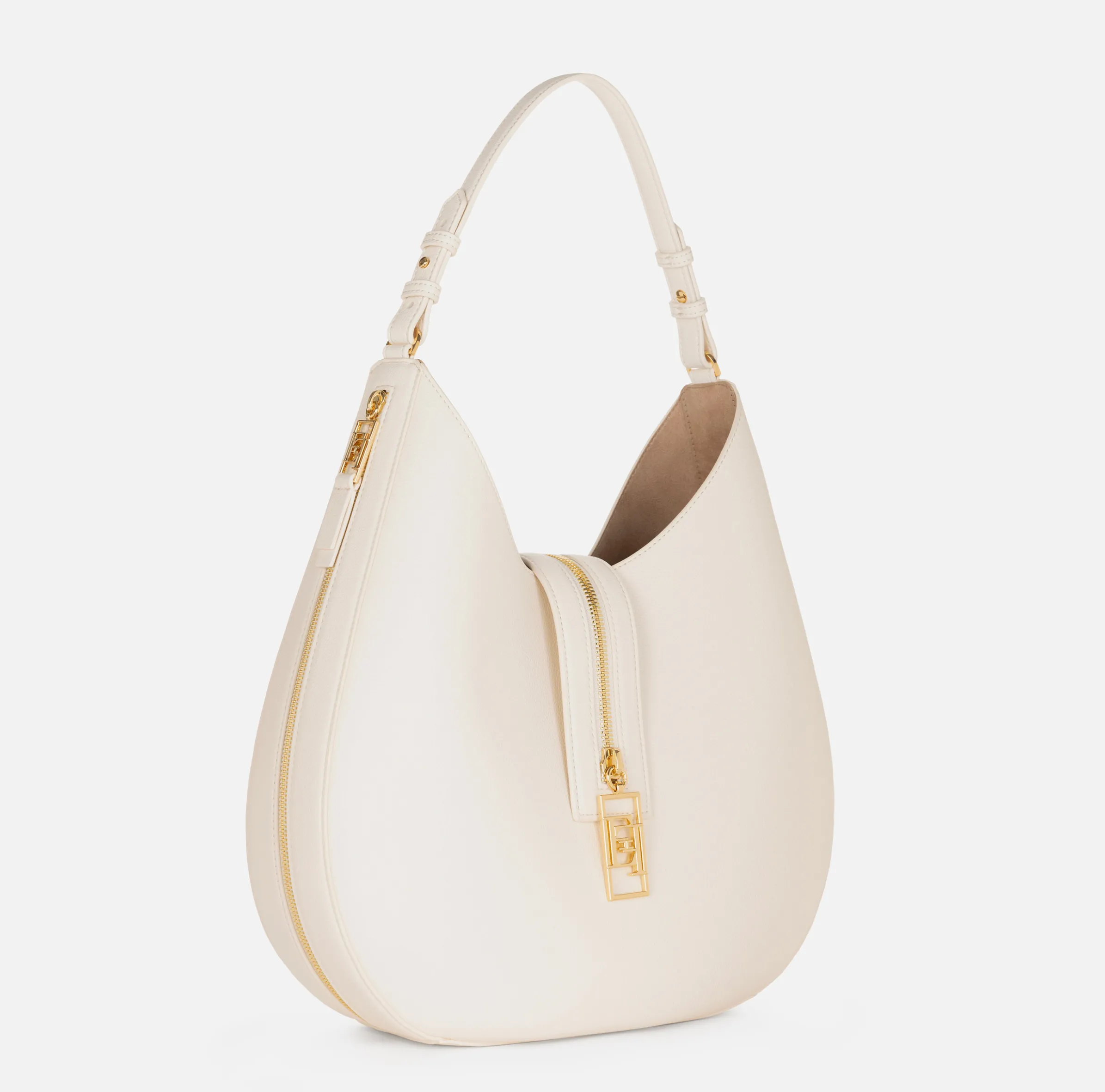 Borsa hobo grande in materiale effetto pelle con zip