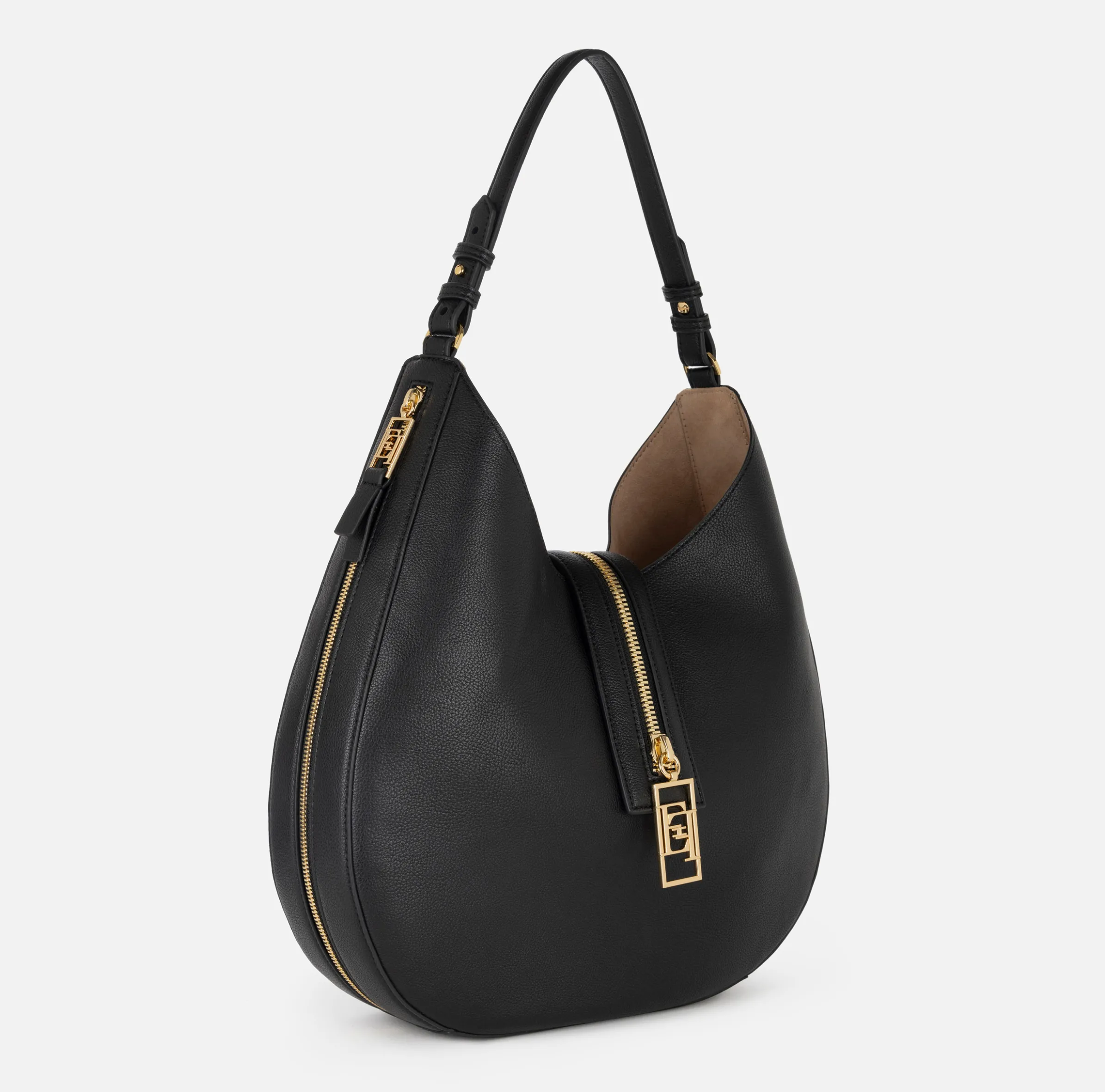 Borsa hobo grande in materiale effetto pelle con zip
