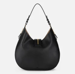 Borsa hobo grande in materiale effetto pelle con zip