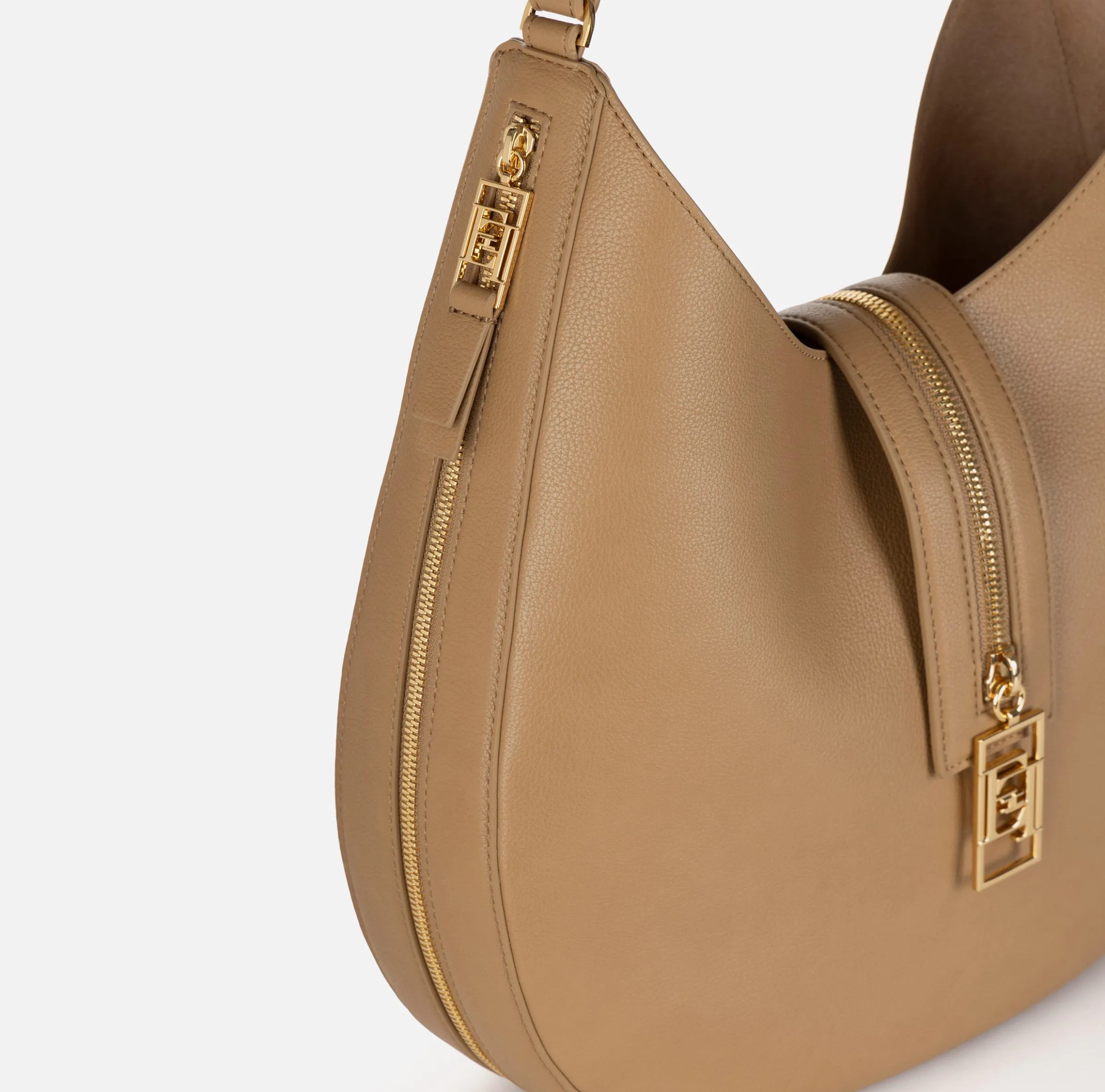Borsa hobo grande in materiale effetto pelle con zip