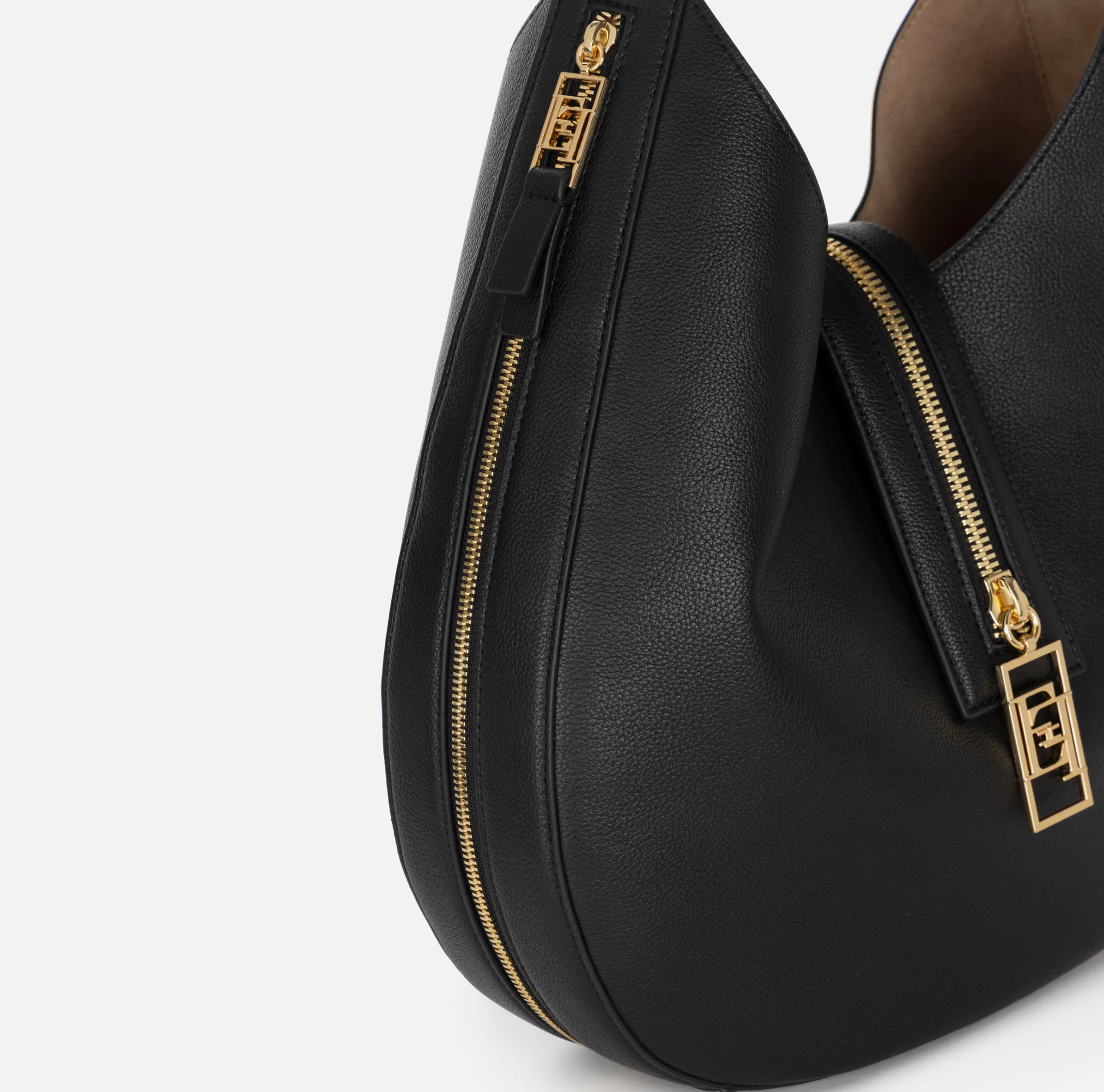 Borsa hobo grande in materiale effetto pelle con zip