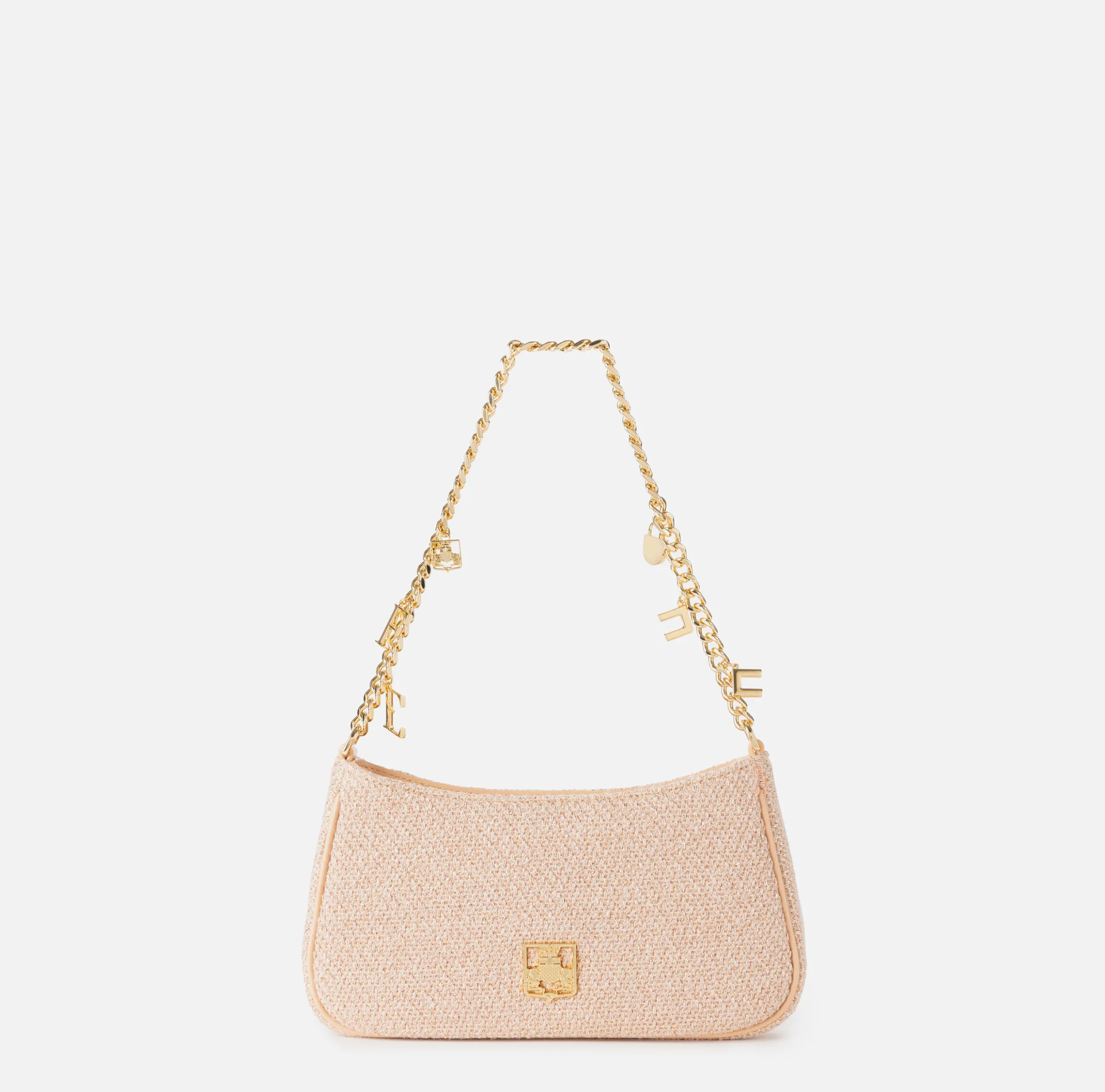 Borsa hobo in tessuto con tracolla charms