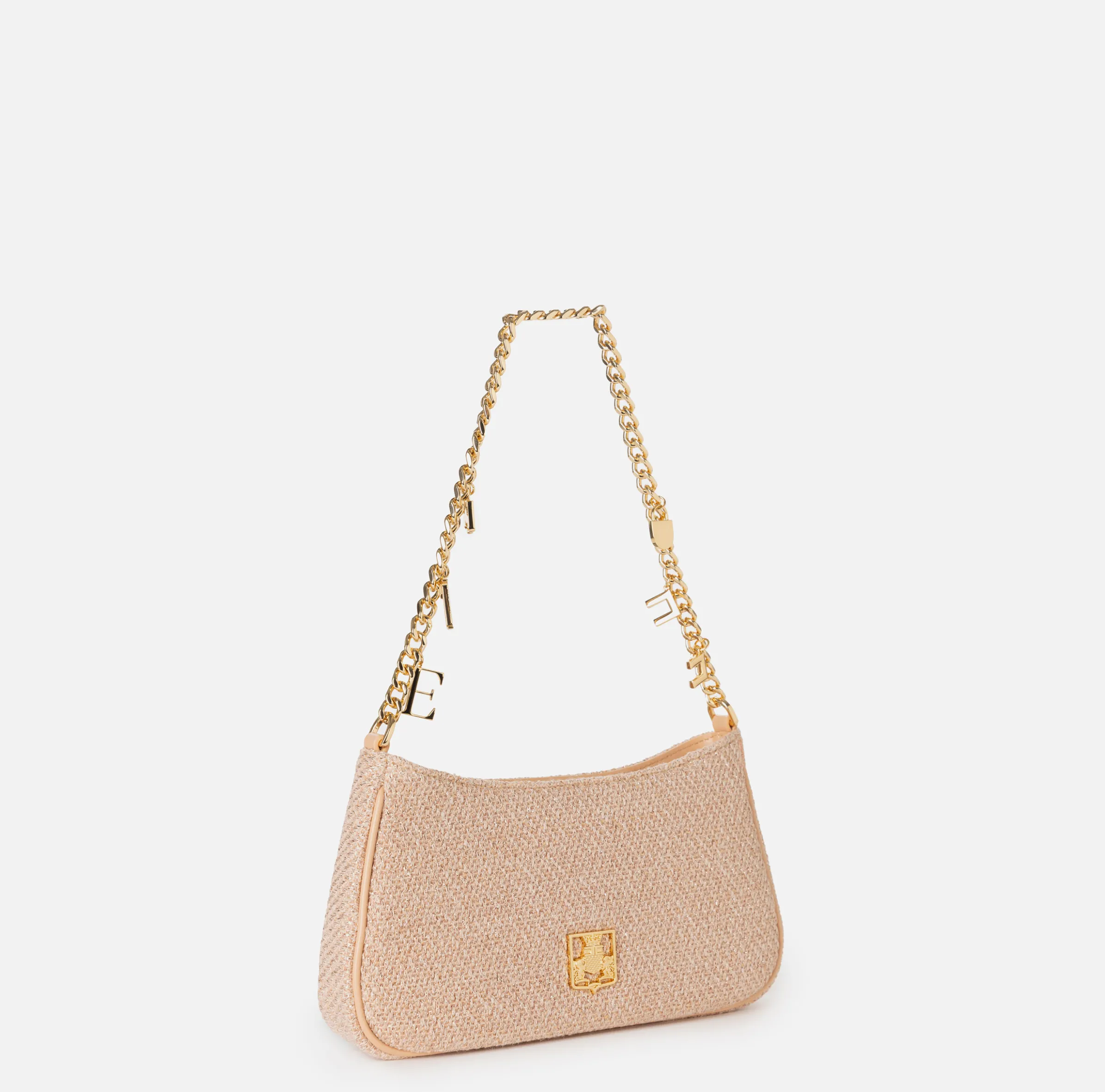 Borsa hobo in tessuto con tracolla charms