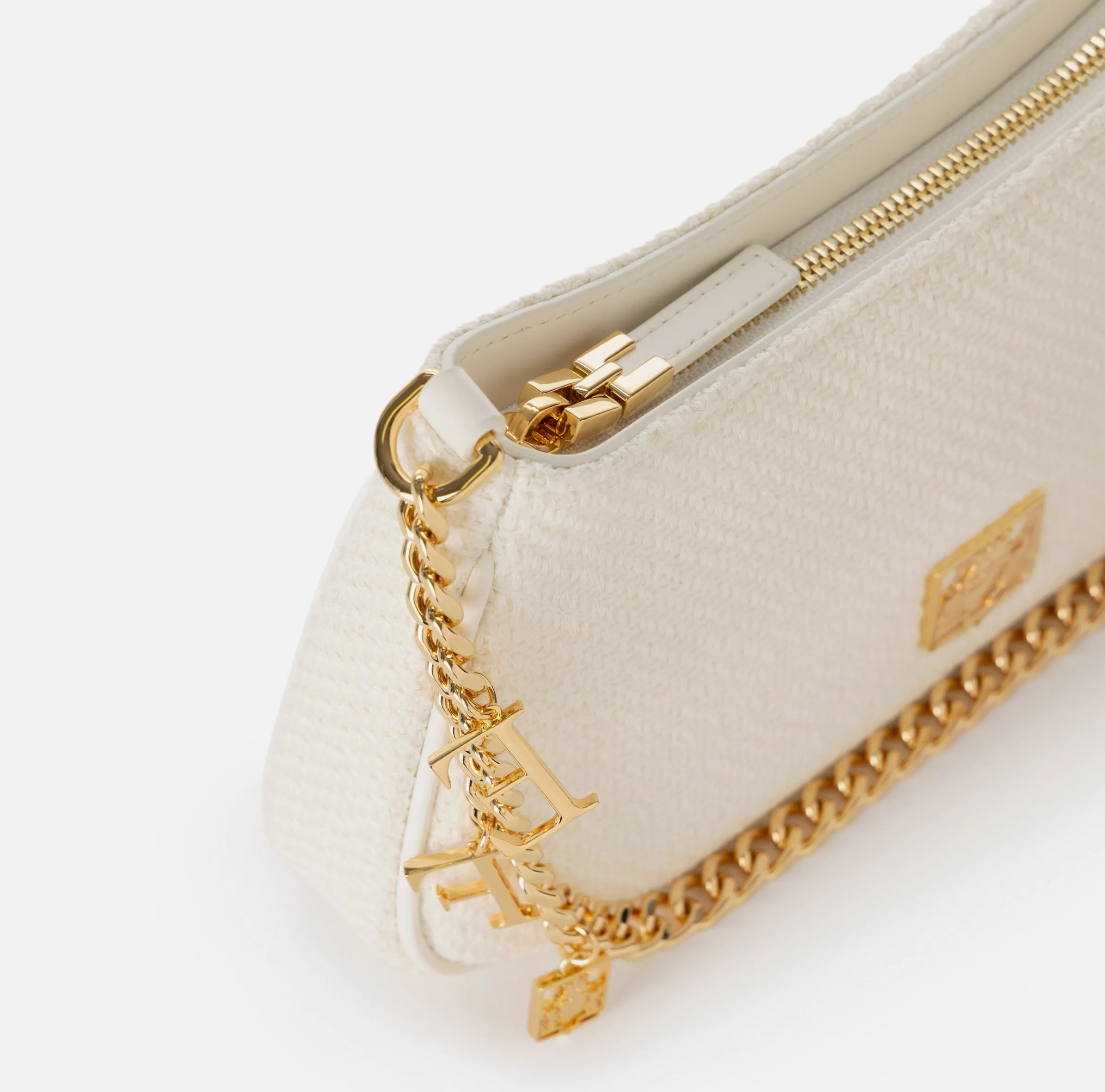 Borsa hobo in tessuto con tracolla charms