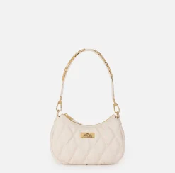 Borsa hobo in tessuto embossed con lettering