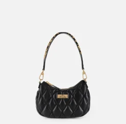 Borsa hobo in tessuto embossed con lettering