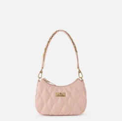 Borsa hobo in tessuto embossed con lettering