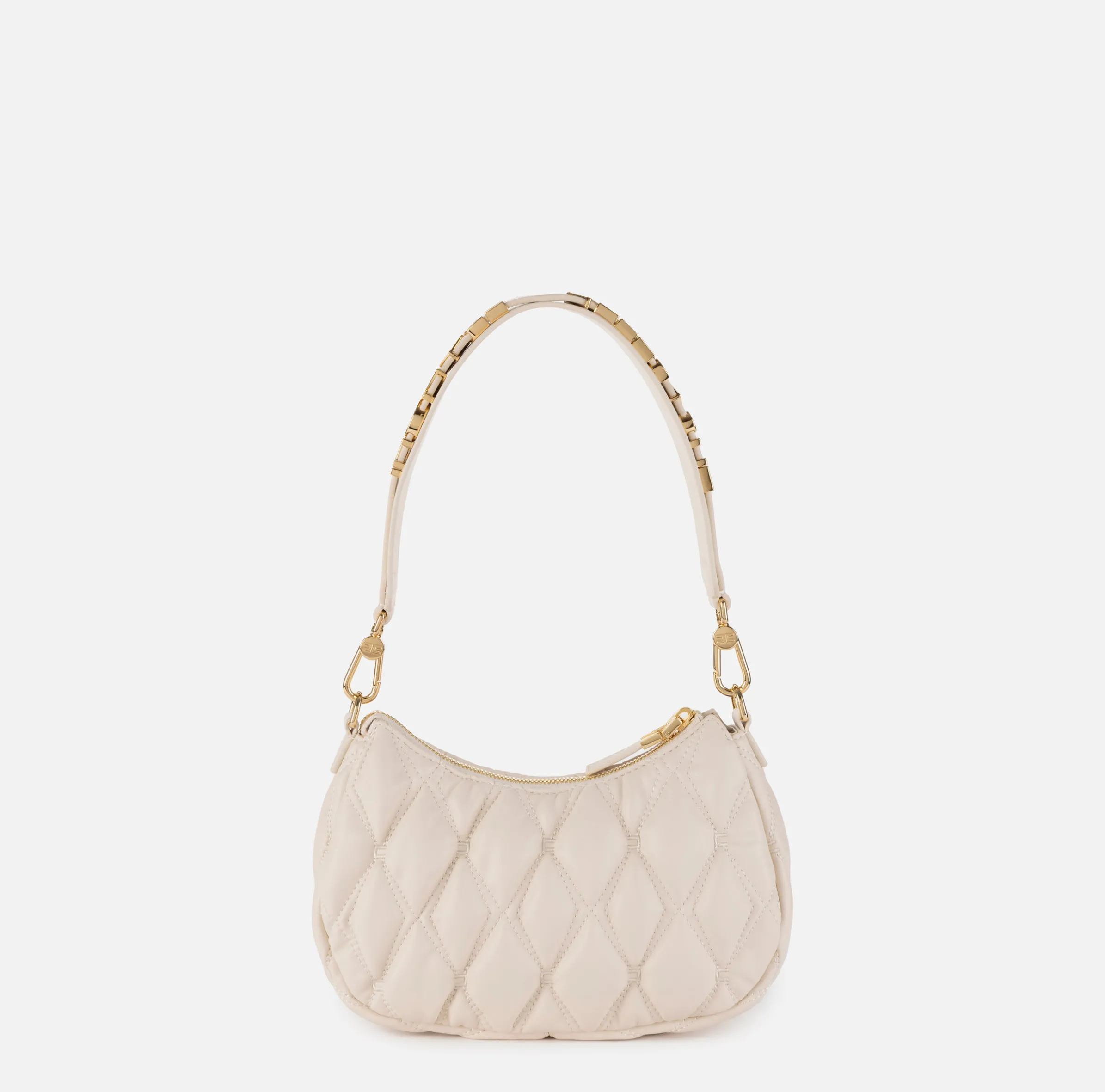 Borsa hobo in tessuto embossed con lettering