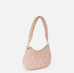Borsa hobo in tessuto embossed con lettering