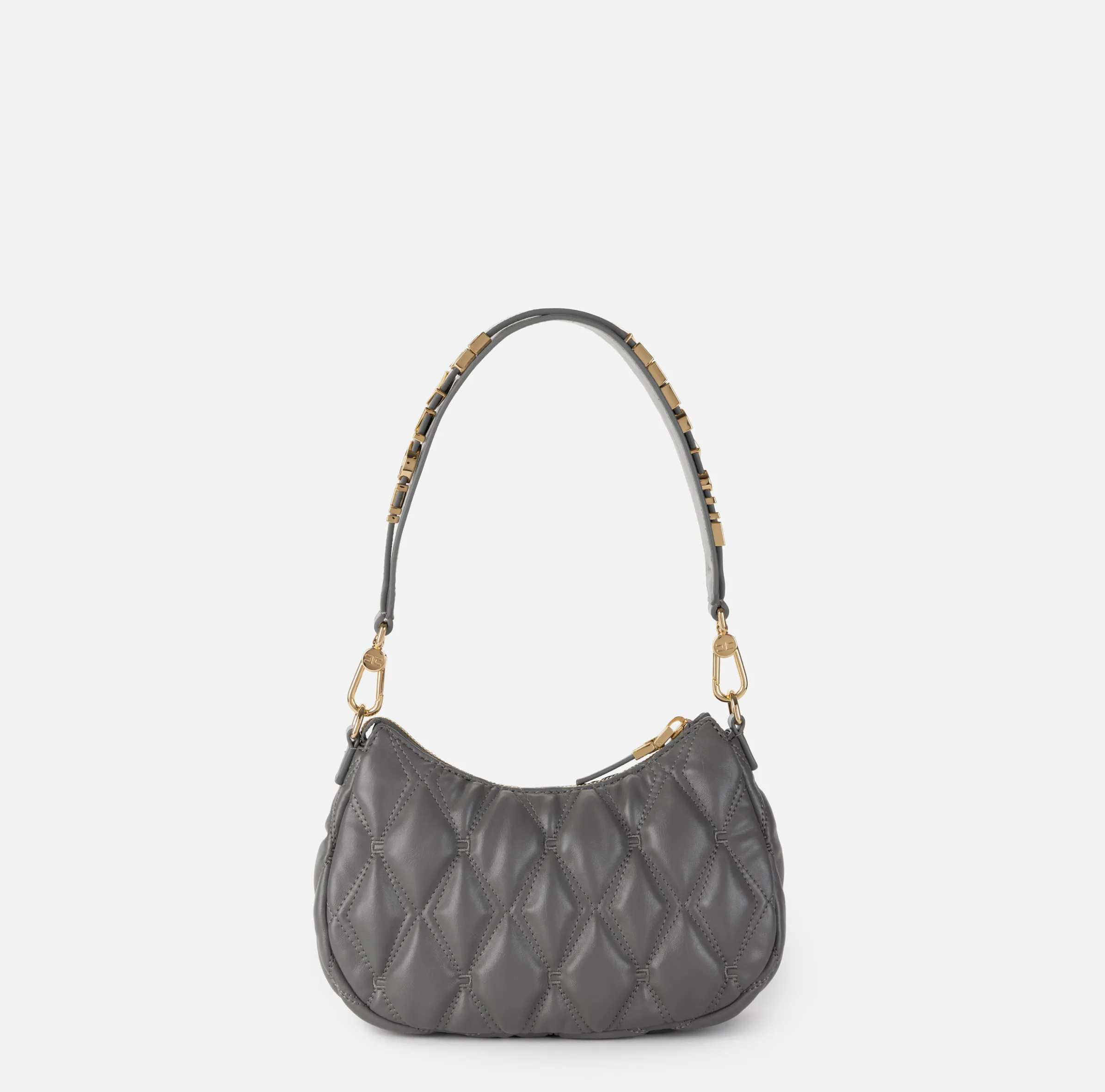 Borsa hobo in tessuto embossed con lettering