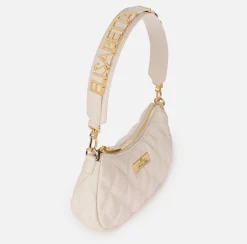 Borsa hobo in tessuto embossed con lettering