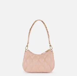 Borsa hobo in tessuto embossed con lettering