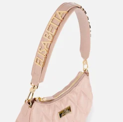 Borsa hobo in tessuto embossed con lettering
