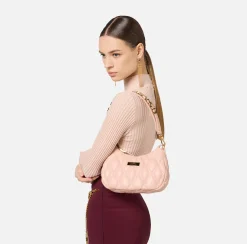 Borsa hobo in tessuto embossed con lettering