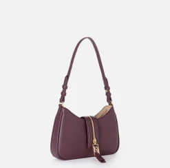 Borsa hobo piccola in materiale effetto pelle con zip