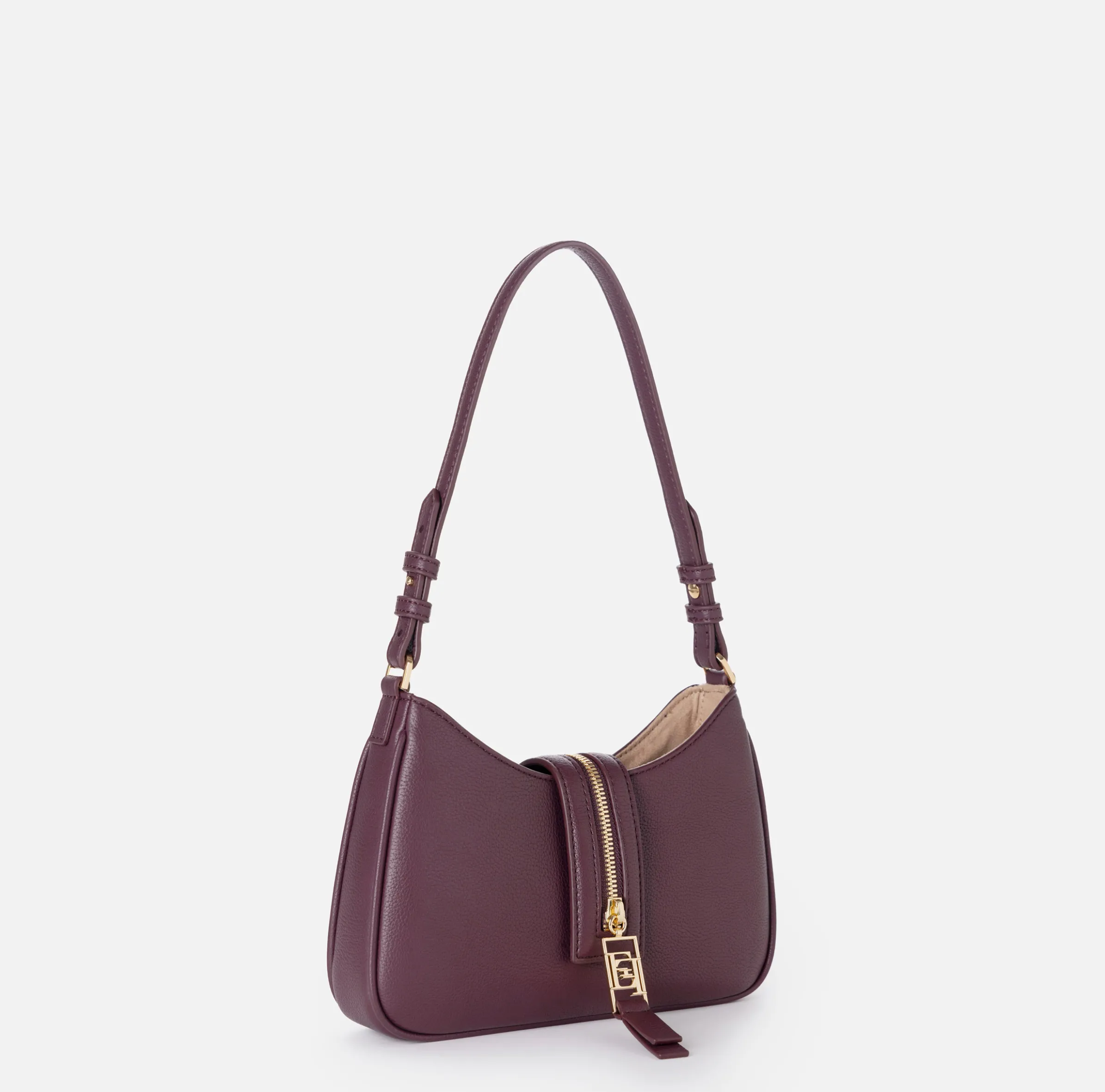 Borsa hobo piccola in materiale effetto pelle con zip