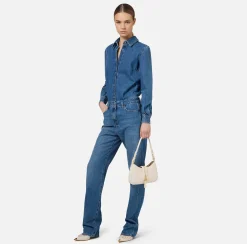 Borsa hobo piccola in materiale effetto pelle con zip